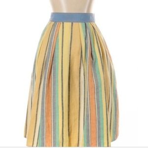 Anthropologie - Odille Bright Linen Stripe Skirt